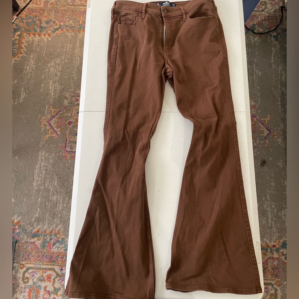 Brown flared high rise jeans